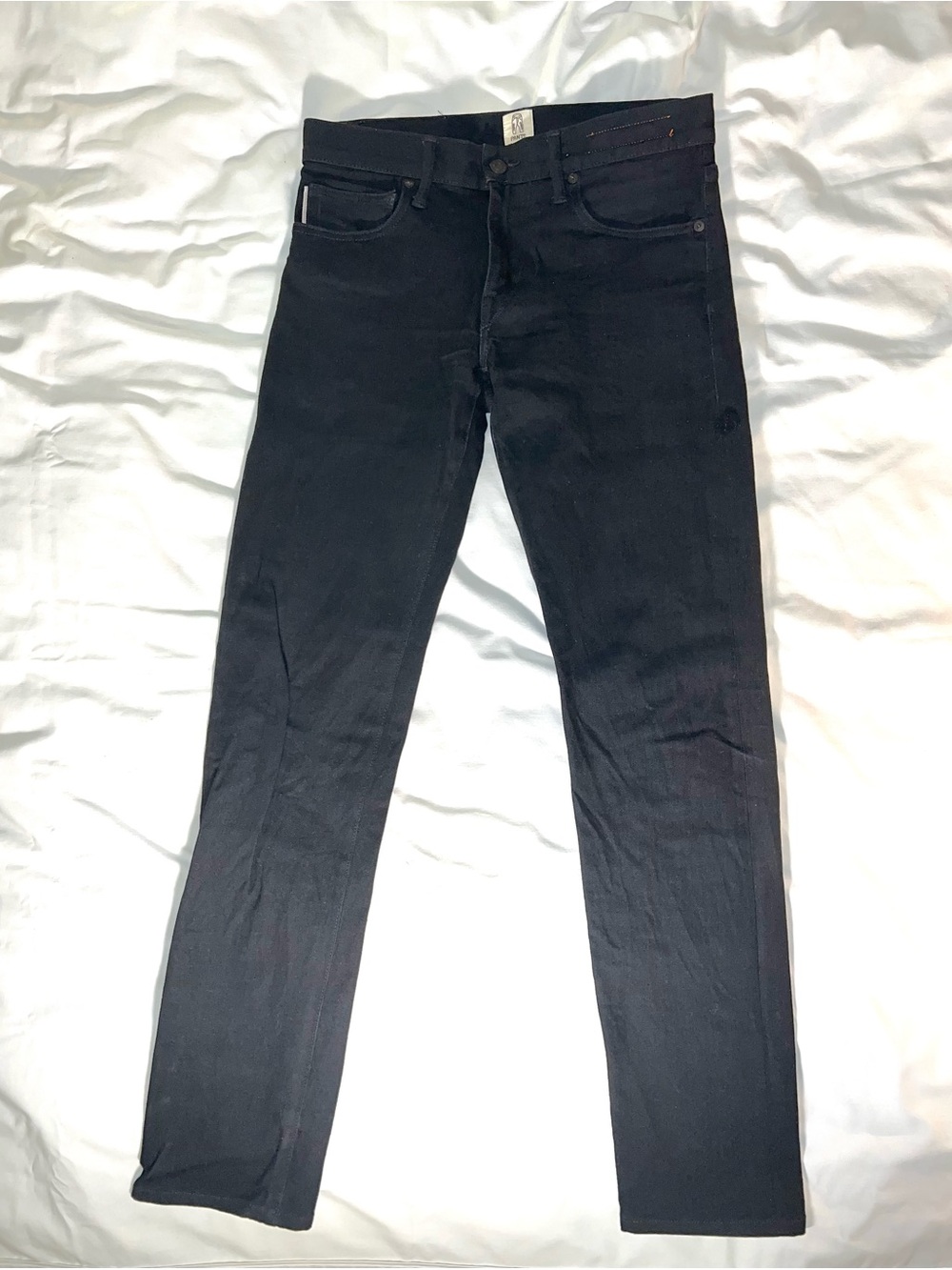 HIROSHI KATO The Pen Slim Selvedge Mens Black Raw Selvedge Jeans  Size 29